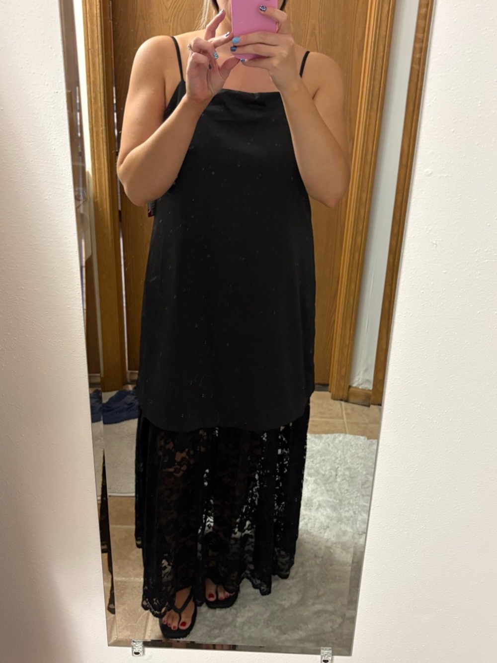 Vince Camuto Black Lace Maxi Slip Dress